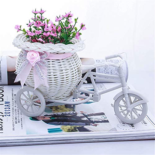 GVC excelente Blanco Triciclo Bicicleta Flor Cesta contenedor para Flor Planta hogar decoración florero