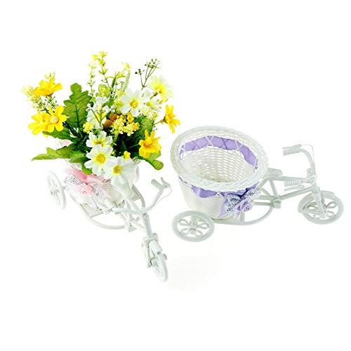 GVC excelente Blanco Triciclo Bicicleta Flor Cesta contenedor para Flor Planta hogar decoración florero