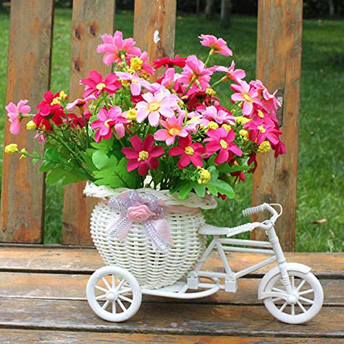 GVC Nueva Bicicleta Cesta de Flores Decorativa más Nuevo plástico Blanco Triciclo Bicicleta diseño Flor Cesta Almacenamiento Fiesta decoración macetas