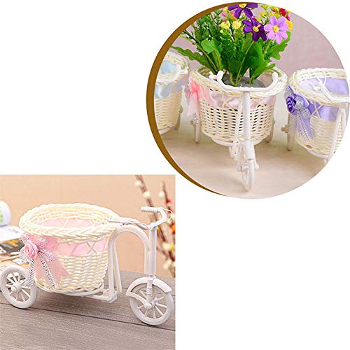 GVC Rattan Cesta de Almacenamiento de Bicicletas Florero Florero Soporte de Planta Triciclo Bicicleta Flor Cesta Organizador Suministros