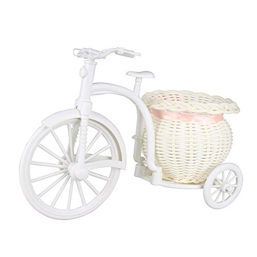 GVC Rattan Triciclo Bicicleta Flores Cesta Planta Florero Contenedor Maceta Mesa de Almacenamiento Caso Hogar Jardín Fiesta Decoraciones de Boda