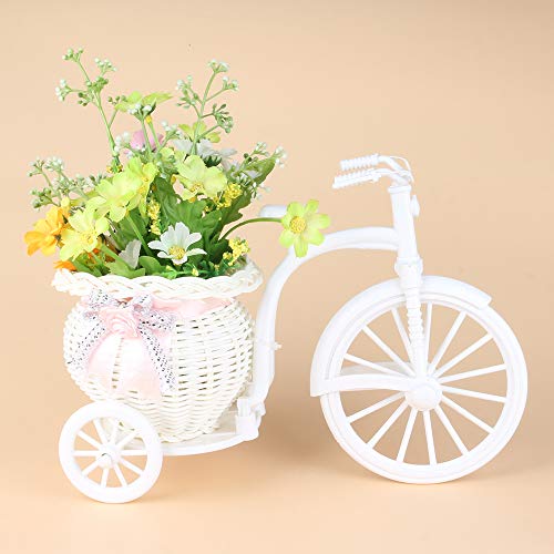 GVC Rattan Triciclo Bicicleta Flores Cesta Planta Florero Contenedor Maceta Mesa de Almacenamiento Caso Hogar Jardín Fiesta Decoraciones de Boda