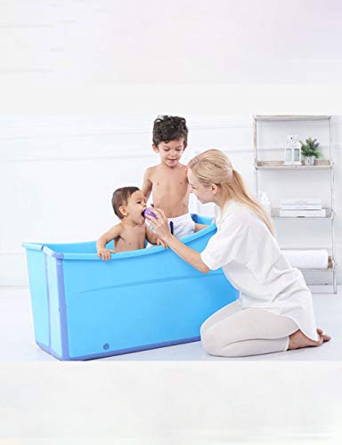 Gweat Kids Portable Bañera Plegable Piscina Grande Independiente Bañera de Esquina Balde de baño para Adultos/Adultos Mayores Aumento, Largo Tiempo de Aislamiento con Cubierta (Rosa/Azul)