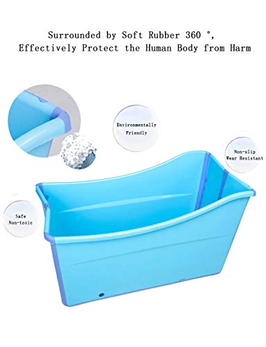 Gweat Kids Portable Bañera Plegable Piscina Grande Independiente Bañera de Esquina Balde de baño para Adultos/Adultos Mayores Aumento, Largo Tiempo de Aislamiento con Cubierta (Rosa/Azul)