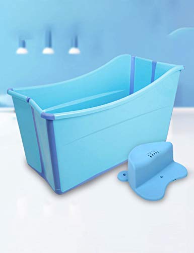 Gweat Kids Portable Bañera Plegable Piscina Grande Independiente Bañera de Esquina Balde de baño para Adultos/Adultos Mayores Aumento, Largo Tiempo de Aislamiento con Cubierta (Rosa/Azul)