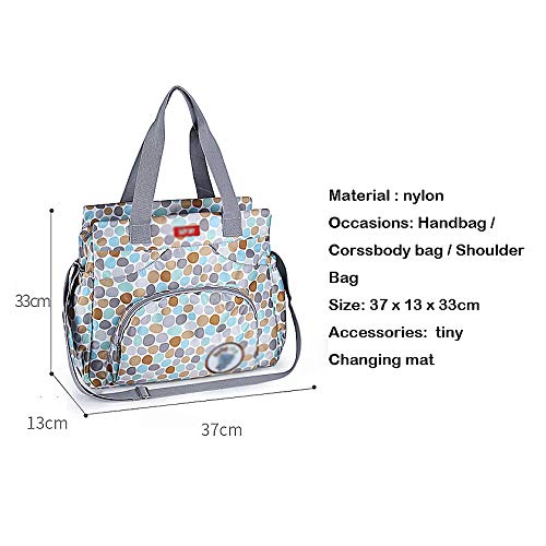 Haobing Bolso multifunción Mamá Papá Bolso Cambiador Bolsos Bebé Chic Totes Shoppers Bolsos de Hombro para pañales (Azul, 37x33x13cm)