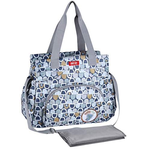 Haobing Bolso multifunción Mamá Papá Bolso Cambiador Bolsos Bebé Chic Totes Shoppers Bolsos de Hombro para pañales (Azul, 37x33x13cm)