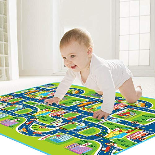 Haodene Bebé De Arrastre Mat con Circuito De Carretera Antideslizante Impermeable Juego Mat Carpet Uso Interior O Exterior