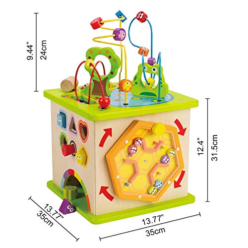 Hape- Cubo Madera Infantil con Laberinto Campo (Barrutoys E1810)