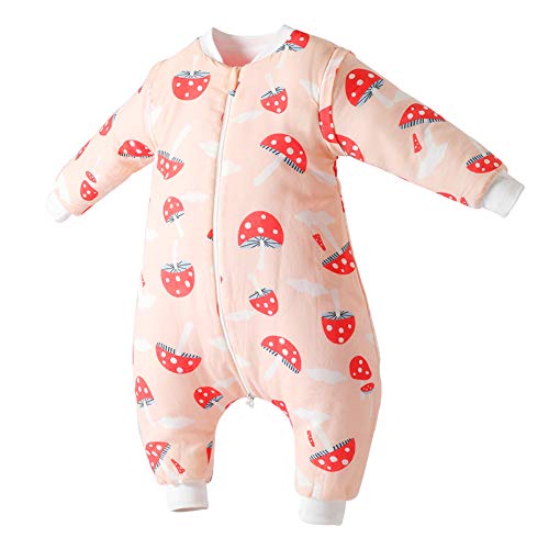 Happy Cherry - Bebés Saco de Dormir Manga Larga Desmontable Cremallera Otoño Invierno para Niños Niñas Infantil de Cama Traje de Nieve Recién Nacido