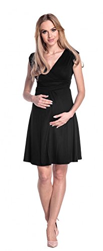 Happy Mama Mujeres Maternidad Embarazo Patinador Enfermería Vestido 256p (Negro, 36, S)