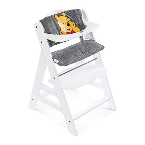 Hauck - Cojín Deluxe para Trona Alpha - 2 piezas - Asiento acolchado, Reductor de asiento, Almohadilla para silla alta – Pooh Gris