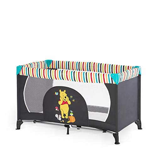 Hauck Dream N Play - Cuna de viaje 3 piezas 120 x 60 cm, bebe, incluido colchóncito y bolsa de transporte, de 0+ meses hasta 15 kg, plegado y montaje fácil, ligera y estable, pooh geo, multicolor