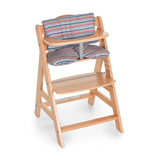 Hauck Highchairpad Multi Stripe - Cojín para trona, funda de 2 piezas transpirable, medidas 30 x 30 y 47 x 25 cm, estampado a rayas