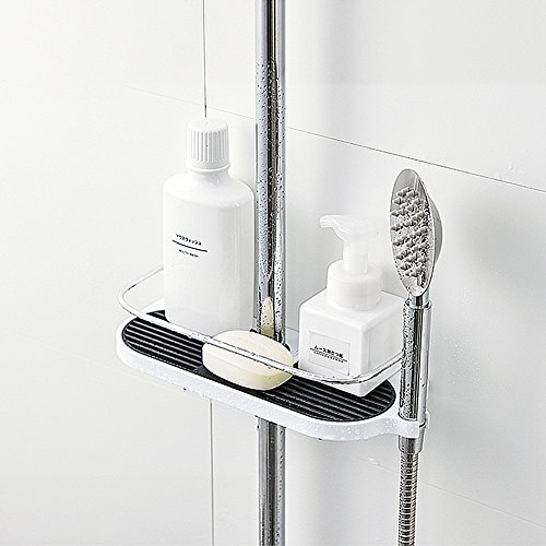 Hawsam Sin Taladrar Estante de Ducha para Barra de Ducha - Estantería de Baño para el Champú, Ajuste 19mm-25mm Riel (2Piezas)