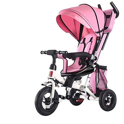 HBSC 4 en 1 Triciclo para niños bebé Trike Bicicleta,el Asiento Puede Sentarse o acostarse, Asiento Giratorio de 360 °, con Bolsa de Almacenamiento y Bolsa de pañales 1bicycle Regalo Pink