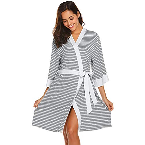 HCFKJ Ropa Premamá Invierno Talla Grande para Mujer Embarazadas Cuidado De Maternidad Bata Delivery Robe Hospital Vestido De Lactancia Materna (XXL, Gris A)