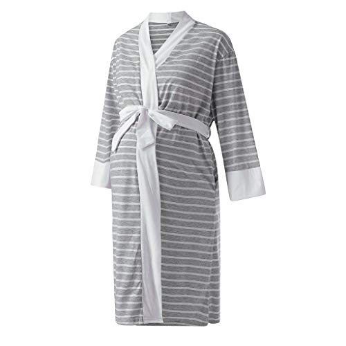 HCFKJ Ropa Premamá Invierno Talla Grande para Mujer Embarazadas Cuidado De Maternidad Bata Delivery Robe Hospital Vestido De Lactancia Materna (XXL, Gris A)