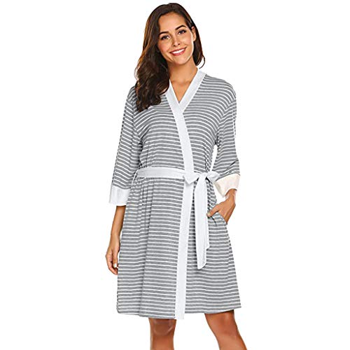 HCFKJ Ropa Premamá Invierno Talla Grande para Mujer Embarazadas Cuidado De Maternidad Bata Delivery Robe Hospital Vestido De Lactancia Materna (XXL, Gris A)