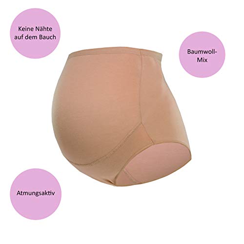 Herzmutter Calzoncillos de Embarazo - Bragas de Maternidad - Braguita de premamá - Ropa Interior para Futura mamá - Algodón - 5100 (XL, Beige)