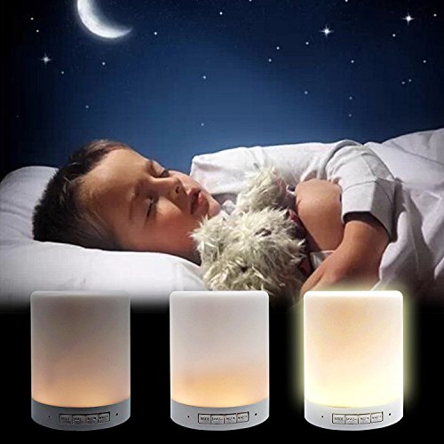 HF morning Lámpara LED de Mesa lamparas mesilla con altavoz Bluetooth Inalámbrico luz nocturna niños de color regulable Luz de Noche con control táctil Llamada de Manos Libres Bluetooth