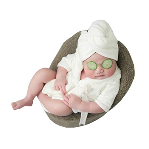 Himom Unisexo   Albornoz con Toalla Accesorios de Fotografía por 0-6 Meses Bebé Bañera Ducha Piscina (Blanco)