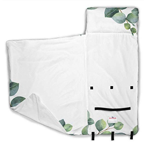 Hojas de eucalipto Decoración verde Colchonetas para la guardería Cunas de guardería para niños pequeños con diseño de manta y almohadas enrollables Ideal para preescolares Guarderías para dormir 50