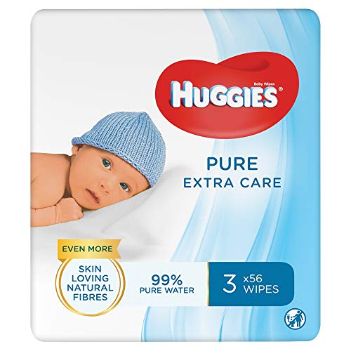 Huggies Pure Extra Care Toallitas para Bebé - 1 caja con 4 paquetes (3 x 56 toallitas por paquete)