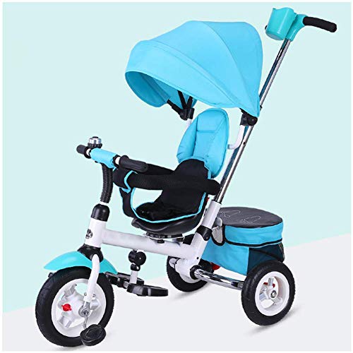 HYLH Trike NiñOs 3 Ruedas, Triciclo para NiñOs Trike Scooter Baby Balance Bicicleta Juguetes Trike Clip FáCil Y PortáTil De 3 Ruedas | Marco De Metal Campana 3 En 1, Blue