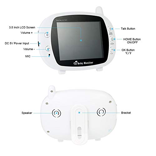 Inalámbrico De 3.5 Pulgadas LCD Digital De Monitor De Vídeo Bebé, De 2,4 GHz Wireless Audio Bidireccional Con La Visión Nocturna Infrarroja Del Sensor De Temperatura De Cuna De Intercomunicación For E