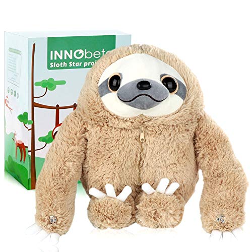 INNObeta Tres Dedos Peluche de Perezoso Proyector con Botón Estrellas Luz Nocturna para Niños, Regalos Perezosos para para Fiesta Cumpleaños