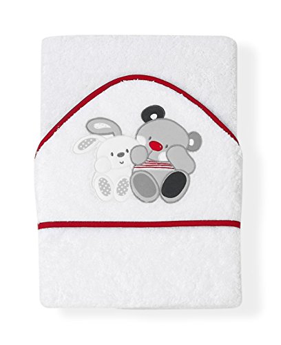 Interbaby Amigos - Capa de baño, 1 x 1 m, color blanco/rojo