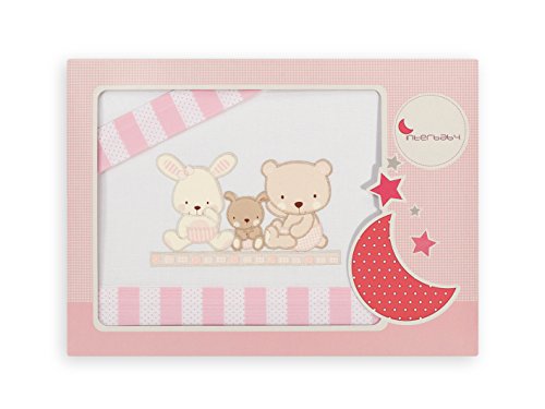 Interbaby Love - Juego de sábanas para minicuna, color blanco/rosa