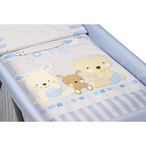 Interbaby Love - Minicuna de aluminio + textil, color gris/azul