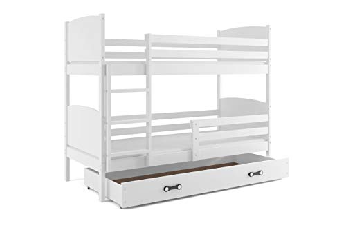 Interbeds Cama Doble - litera Infantil,Tami, 160X80, Color Blanco, los Paneles (colchones,somieres y cajón Gratis) (Blanco)