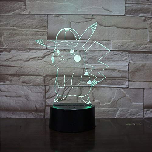 Ir Lámpara de mesa 3D Regalo de juguete para niños Luz de noche Pikachu Figura Noche de niños LED Mesita de noche Luz de noche colorida Regalo de vacaciones para niños