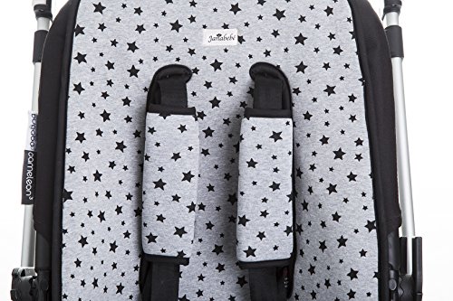 JANABEBE Funda Colchoneta para Cochecitos + Arneses (Black Star)