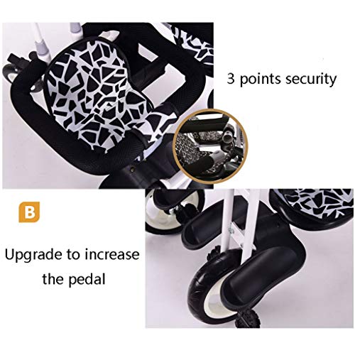 Jiji Sillas de Paseo Cochecito Doble Triciclo Bicicleta de bebé Doble Bicicleta Cinco Modos Gratis con 3 Puntos Protección de Seguridad Carro de bebé Cochecito de bebé (Color : A)