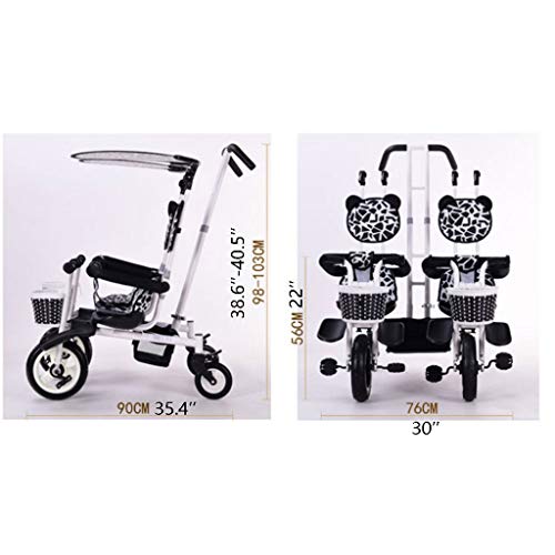 Jiji Sillas de Paseo Cochecito Doble Triciclo Bicicleta de bebé Doble Bicicleta Cinco Modos Gratis con 3 Puntos Protección de Seguridad Carro de bebé Cochecito de bebé (Color : A)