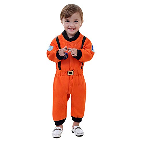 Juego De Roles Bebé NiñO NiñA Mono De Manga Larga Traje Espacial Astronauta Ropa Gruesa Y Abrigada Pijama CóModo Traje De Juego Traje De Rendimiento Nuevo Fiesta De Regalo(Naranja,12-18 meses/95)