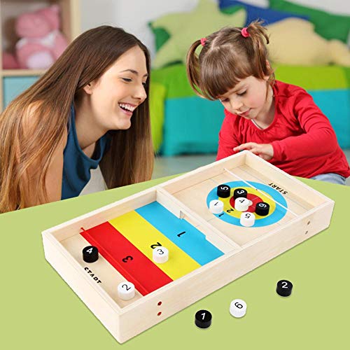 Juegos de mesa de curling 2-en-1 de madera para niños, zorro de hielo, hockey interactivo de escritorio, educación temprana, rompecabezas de 4-6 años de edad, juego de bolas de de más de 36 meses