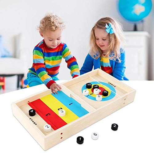 Juegos de mesa de curling 2-en-1 de madera para niños, zorro de hielo, hockey interactivo de escritorio, educación temprana, rompecabezas de 4-6 años de edad, juego de bolas de de más de 36 meses