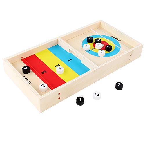 Juegos de mesa de curling 2-en-1 de madera para niños, zorro de hielo, hockey interactivo de escritorio, educación temprana, rompecabezas de 4-6 años de edad, juego de bolas de de más de 36 meses