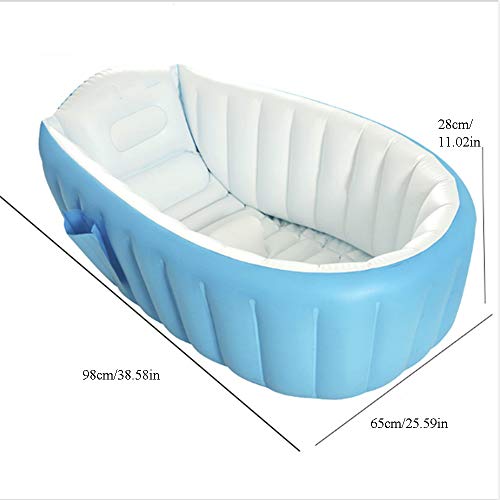 JUNJP Bañera Inflable para bebés Mini Piscina de Aire portátil Bebé para niños pequeños con Plato de Ducha Plegable Grueso y Suave Azul