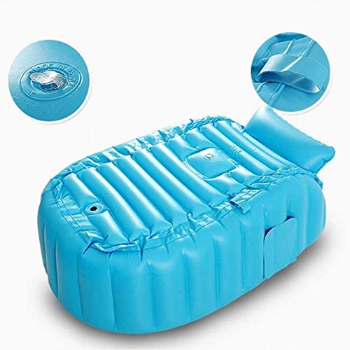 JUNJP Bañera Inflable para bebés Mini Piscina de Aire portátil Bebé para niños pequeños con Plato de Ducha Plegable Grueso y Suave Azul