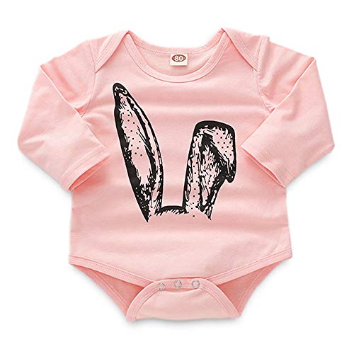 K-youth Ropa Bebé Niña Conjunto Niña Pantalon y Top Fiesta Bebé Niña Niños Mamelucos de Manga Larga de Conejo de impresión Elegante Otoño Ropa para Bebe Niña Recien Nacido (Rosa, 0-6 Meses)