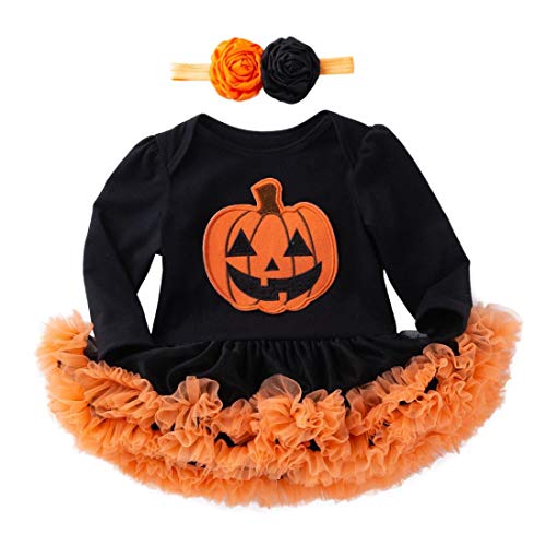 K-youth Vestidos Bebe Niña Bautizo, Ropa Bebe Recien Nacido Niña Bebé Mono Halloween 2018 Ofertas Otoño Invierno Vestido Bebe Ceremonia Tutu Princesa Vestido de niñas(Negro-3,3-6 Meses)