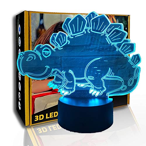 KangYD Lámpara de ilusión 3D de dinosaurio, luz nocturna LED visual, regalo para niños, B - Base negra remota (7 colores), Gradiente colorido, Lámpara infantil, Luz creativa