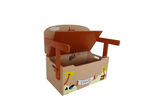 Kiddi Style Caja Almacenaje Juguetes + Banco y Mesa + Silla – Diseño Piratas - Convertible - Madera - par ninos