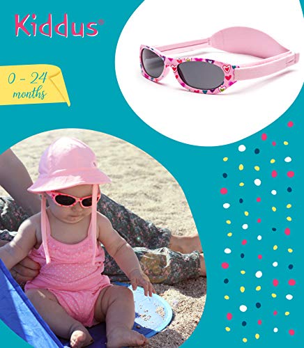 Kiddus Gafas de sol Baby para bebés, NIÑOS Y NIÑAS, desde 0 meses a 2 años, 100% protección UV, MUY CÓMODAS gracias a la SUAVE banda ajustable, el regalo ideal para recién nacidos.